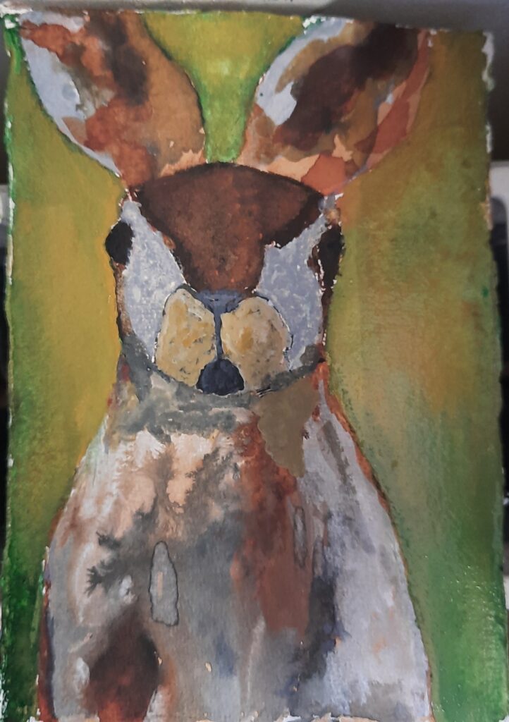 Kleine aquarel Knijn 13 bij 18 incl lijstje