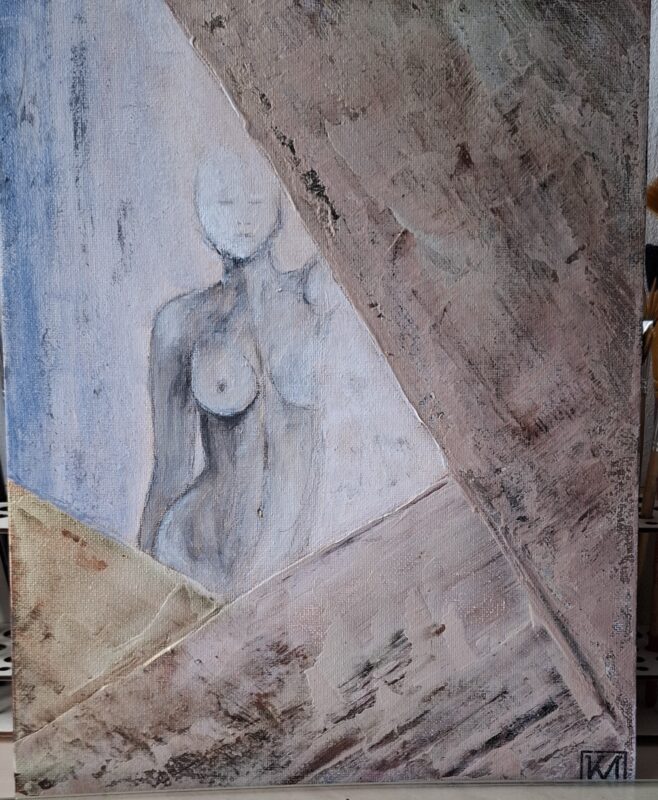 Naakt 30x40 in houtpaneel
