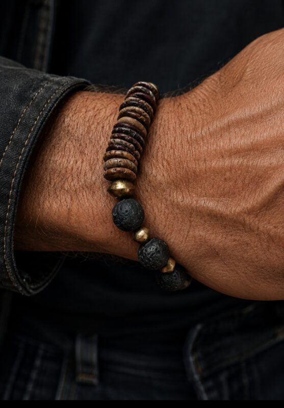 Gegradueerde schijfknopen met oude glaskralen armband - Afbeelding 7