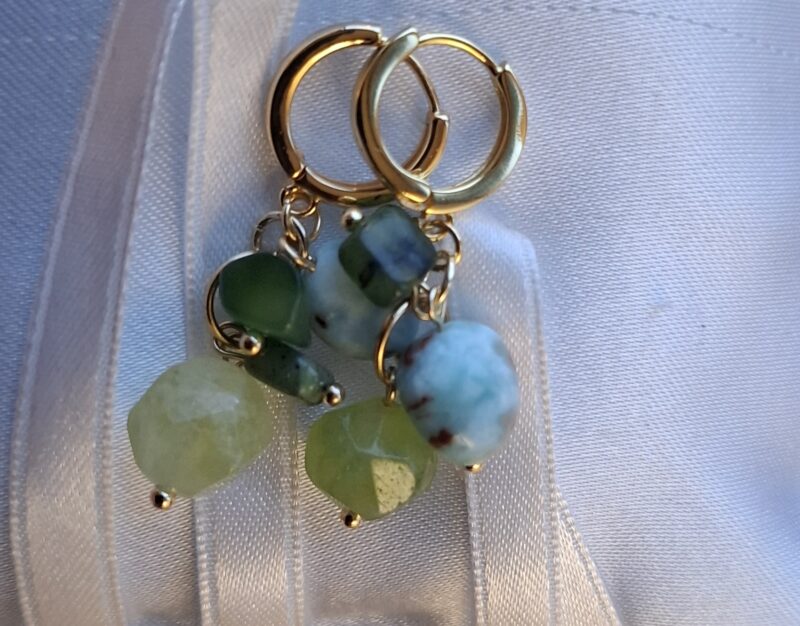 Peridot met Larimar aan creooltjes - Afbeelding 2