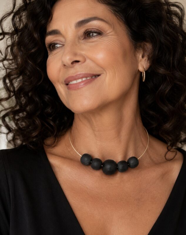 Choker met grote poederglaskralen
