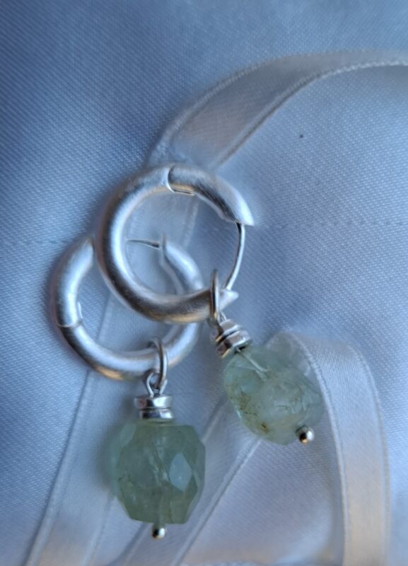 Aquamarijn aan Sterling zilveren creolen - Afbeelding 5