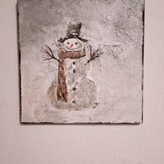 Sneeuwpop 30x30 houtpaneel