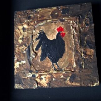 Haantje 20x20 houtpaneel