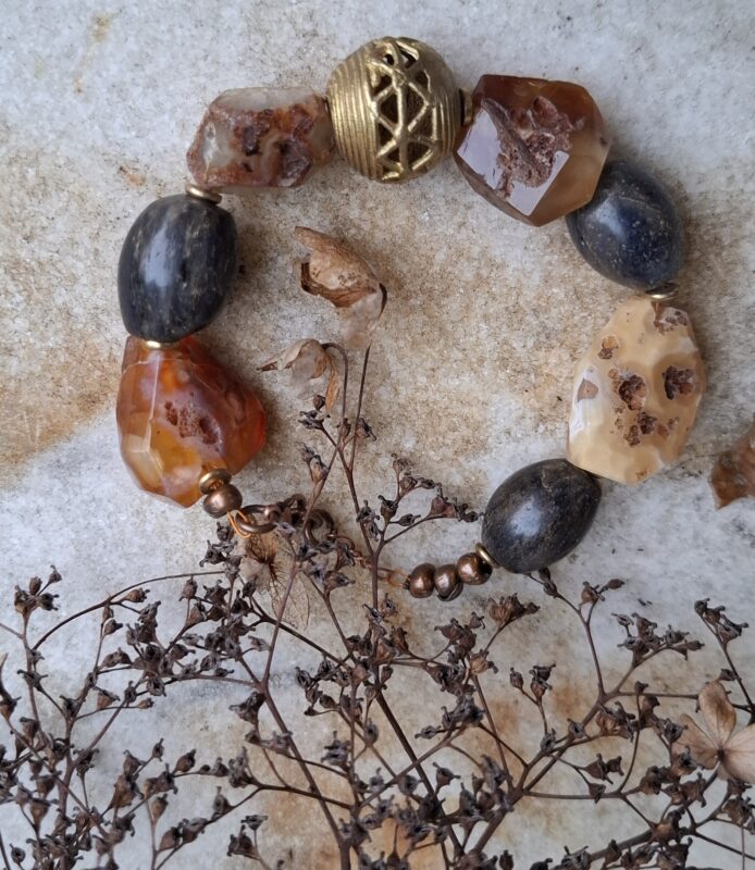 Rode Agaat met oude bonebeads en Berber - Afbeelding 2