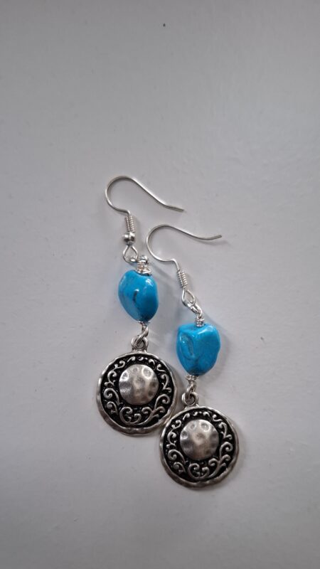 Turquoise met antiek verzilverde handmade elementen - Afbeelding 3