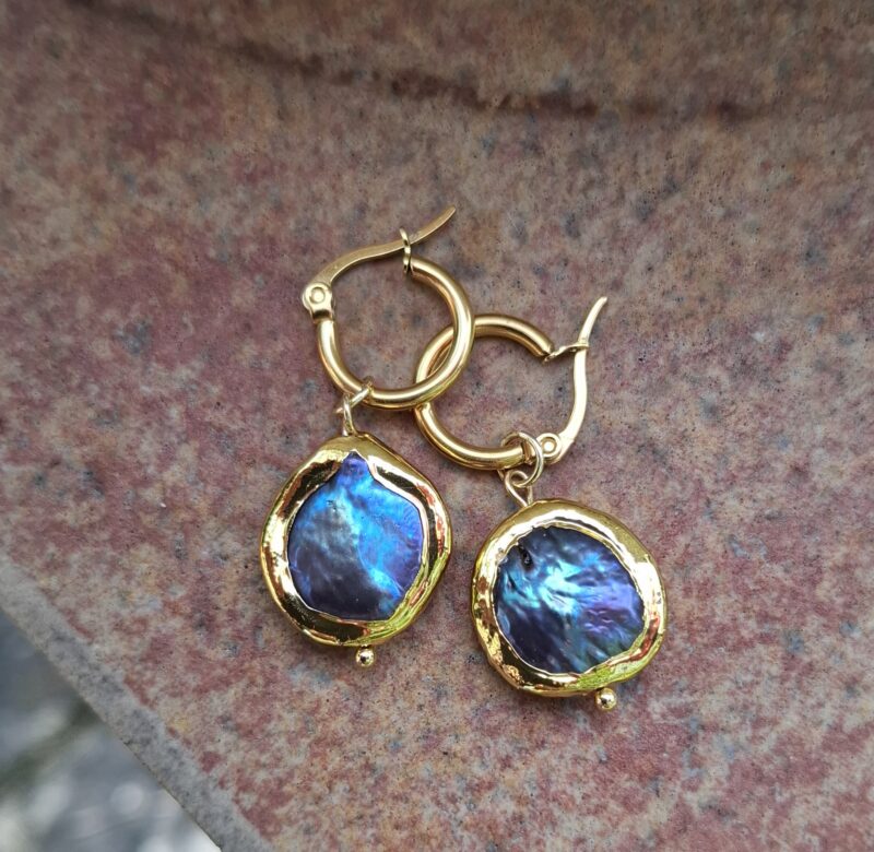 Zoetwaterparels blauw  coins